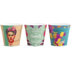 Maceta plástica decorada Nº8 Beruplast con diseño colorido, ideal para suculentas y cactus pequeños