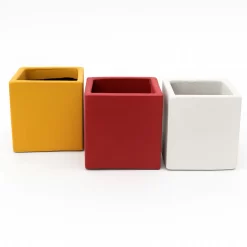Maceta Cubo 15x15 color El Fausto, maceta artesanal de fibrocemento para plantas medianas en interior o exterior