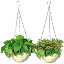 Cadena metálica con aro grande para colgar macetas o decoraciones de jardín