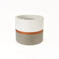 Maceta de fibrocemento cilindro 15x16 decorada El Fausto artesanal para interior o exterior