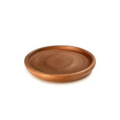 Plato redondo Nº1 de 22 cm travertino cobre El Fausto, base decorativa de fibrocemento para macetas