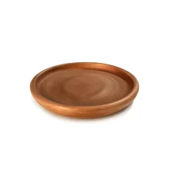 Plato redondo Nº2 de 25 cm travertino cobre El Fausto, base decorativa de fibrocemento para macetas