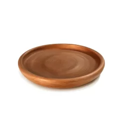 Plato redondo Nº5 de 35 cm travertino cobre El Fausto, base de fibrocemento para macetas decorativas