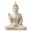figura buda decorativo con cuenco y mano en bendicion color piedra