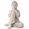 figura buda decorativo relajado con rodilla elevada color piedra
