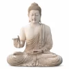 figura buda decorativo sentado con mano en bendicion color piedra