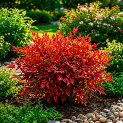 Nandina Domestica Fire Power en maceta de 5 litros con follaje rojo ornamental para jardín