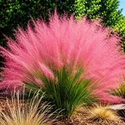 Muhlenbergia Capillaris en maceta de 3 litros con follaje fino y floración rosada ornamental para jardín