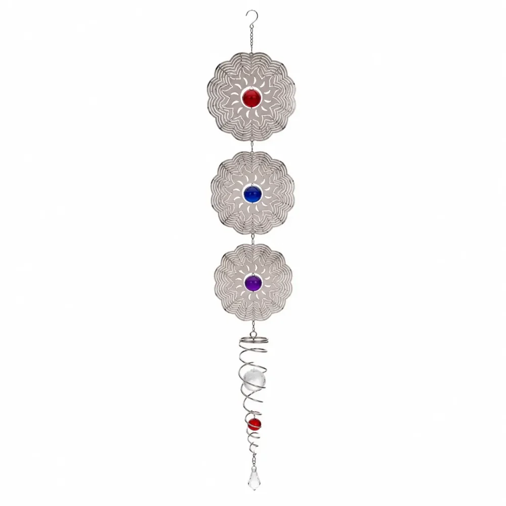 Tikka Colgante Flor Triple 52 cm JM252124 con flores artificiales y follaje colgante decorativo para interior y exterior