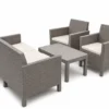 Juego de jardín AQUAMARE Orlando con mesa y sillones para exterior en patio moderno con jardín y piscina