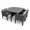 Juego de jardín AQUAMARE Columbia de 7 piezas con mesa, sillas y banquetas para patio, galería o jardín moderno
